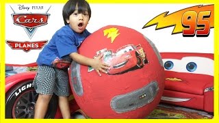 GIANT Lightning McQueen Egg Surprise with 100 Disney Cars Toys [upl. by Atilegna412]