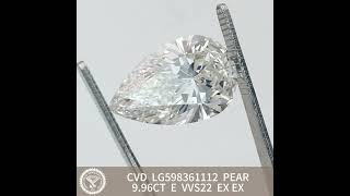 996CT PEAR Shape E VVS2 CVD Loose Grown Diamond LG598361112 labgrowndiamond [upl. by Atteloc]