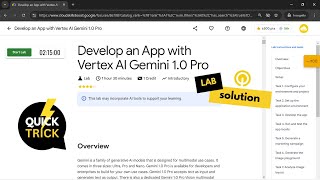 2024 Develop an App with Vertex AI Gemini 10 Pro Solution  Qwiklabs [upl. by Azeret450]