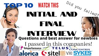 Concentrix Top 10 Initial and Final Interview for beginners QampA I PASSED 7 COMPANY [upl. by Aneed424]