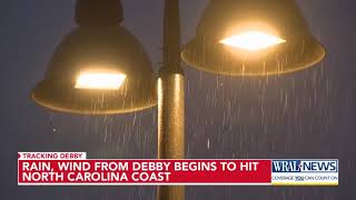 Rain wind from Debby begins to hit NC coast Tuesday [upl. by Nesyrb]