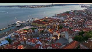 Sunset over Lisbon 4K by drone [upl. by Annig]