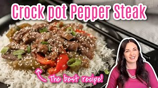 Crock Pot Pepper Steak  The Best Crockpot Recipe Yet [upl. by Kolosick]