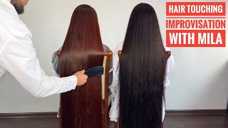 Hair touching improvisation with Mila PATREON PREVIEW naturalhair gorgeoushair aliiamore [upl. by Llertnov483]