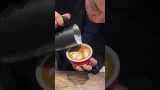 Rose 🌹 coffee shotviralvideo latteartclass latteartbasic latteartist latte coffeeart art [upl. by Ainevul]