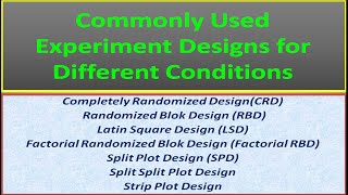 Commonly Used Experiment Designs for Different Conditions [upl. by Sedaiuqlem368]