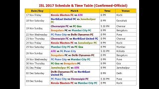 ISL 201718 Schedule amp Time Table Official Confirmed [upl. by Wyler148]