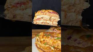 TORRE DE PANQUEQUES con POLLO y QUESO Receta shorts recetasconpollo recetastiktok recetafacil [upl. by Tennies]