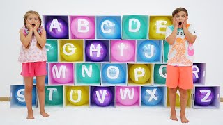 Diana and Roma learn the alphabet with balloons [upl. by Jarek]