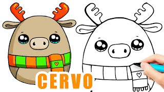 DISEGNO DI UN CERVO DI NATALE 🎅🏼🦌 COME DISEGNARE UN CERVO DI NATALE FACILE 😍 DISEGNI 🌈DISEGNI FACILI [upl. by Chilson273]