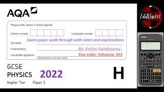 AQA GCSE Physics 2022  Paper 1 Q1 Higher Tier Past paper Questions walk through Topic Energy [upl. by Eeraj]