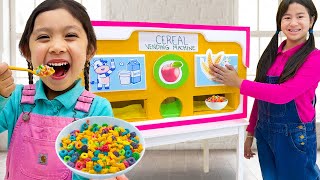 Jannie and Maddie Learn To Eat Healthy with the Cereal Vending Machine [upl. by Map]