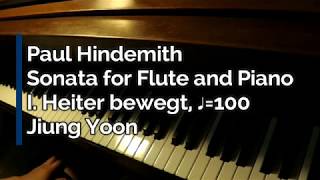 Piano Part  Hindemith Sonata for Flute and Piano I Heiter bewegt ♩100 [upl. by Zandra]