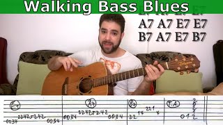 Tutorial Fingerstyle Blues with Walking Bass  Improvisation Tips amp Exercises [upl. by Oicaroh617]