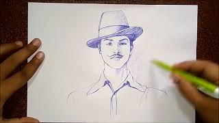 How to draw Shaheed Bhagat Singh [upl. by Sorac558]