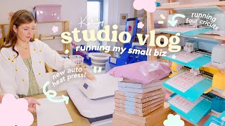 STUDIO VLOG ✿ We got a new AutoHeat press Running 4 Cricuts amp New Packaging for our Small biz [upl. by Hajar794]