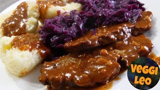 Seitan Sauerbraten  veganer Braten mit Rotkohl und Knödeln [upl. by Elman490]