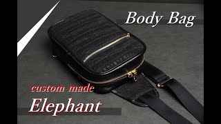 【レザークラフト】オーダーメイド エレファント ボディーバッグ leather craft 手縫い レザークラフト leather works itten [upl. by Chipman]