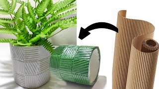 Cardboard crafts  How to make Flower vase with cardboard  Cement craft  Home decor handmade [upl. by Ahsenit621]