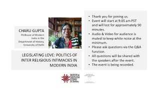 Charu Gupta  Legislating Love Politics of Inter Religious Intimacies in Modern India [upl. by Rora]