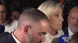 Marine Le Pen surrounded by supporters as farright projected to fall short in French elections [upl. by Iolande519]