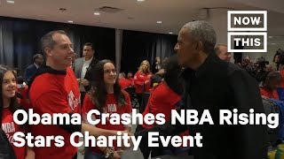 Obama Surprises NBA Rising Stars Charity Event  NowThis [upl. by Arraeis]