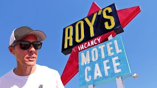 Roys Motel Cafe Kite Aerial Photography shoot in Amboy CA [upl. by Otinauj]