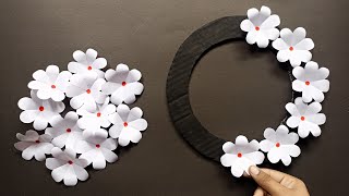 White paper flower wall hanging  wall hanging craft ideas  white paper craft easy [upl. by Libb824]