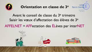 Orientation 3e  Saisir les voeux daffectation Procédure AFFELNET [upl. by Azalea]