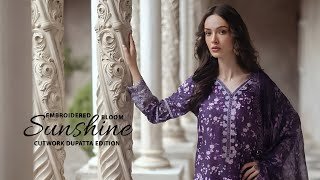 Alzohaib Sunshine Bloom Embroidered Edition 2024  Alzohaib Unstitched Cambric Collection 2024 [upl. by Carmelia]