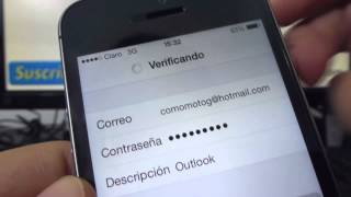 Cómo configurar una cuenta Hotmail en iPhone 5S 5C 5 4 iOS 7 español Channeliphone [upl. by Alaecim]