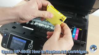 Epson Workforce WF3640 How to ChangeReplace Ink Cartridges [upl. by Meekah136]