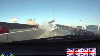 Flatbed Truck Jackknifing Accident Caught on Dashcam in Las Vegas [upl. by Page]