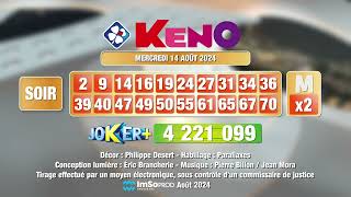 Tirage du soir Keno® du 14 août 2024  Résultat officiel  FDJ [upl. by Gabriellia]