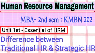 Difference between Traditional HR and Strategic HR  SHRM vs Conventional HR  MBA in HR [upl. by Nazar]