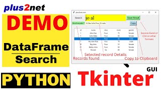 DEMO of Saving  copy to click board  selecting rows of filtered Treeview from DataFrame [upl. by Kiona]