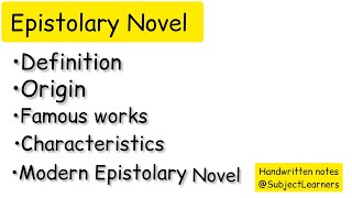 The Epistolary Novel meaning definition characteristics famous works  SubjectLearners [upl. by Aliekat]