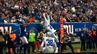 Chidobe Awuzie intercepts Eli Manning in the endzone [upl. by Kippar]