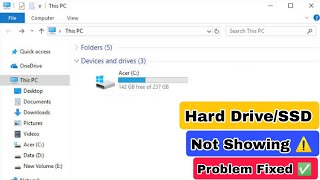 Hard DriveSSD not Showing in Computer  Only C Drive showing in computer D Drive and other missing [upl. by Guinn]