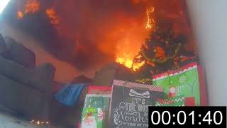 National Fire Sprinkler Association Plastic Christmas Tree Living Room Fire [upl. by Akinad]