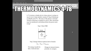 Thermodynamics 478 A piston–cylinder device whose piston is resting on top of a set of stops [upl. by Leeland]