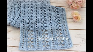 How to Crochet Lacy Summer Scarf with Cotton Yarn Easy Pattern Crochet Video Tutorial [upl. by Acinat834]