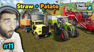 Harvesting Patatos  Collecting Straw  500 Million Challenge  Farming Simulator 22 Hindi Gameplay [upl. by Ahseekat33]