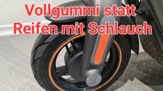 Reifenwechsel EScooter am Ninebot F65D Vollgummi statt Luftreifen vorne und hinten Einbau [upl. by Auqenehs]