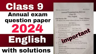 class 9 annual exam English question paper 2024 with solutions SEBA Tinsukia district [upl. by Davena]