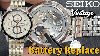 Change The Battery SEIKO 7T92 Vintage Chronograph Watch [upl. by Harbard]