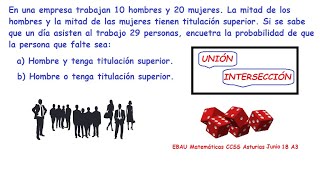 Probabilidad EBAU matemáticas CCSS Asturias Junio 18 A3 [upl. by Oakie]