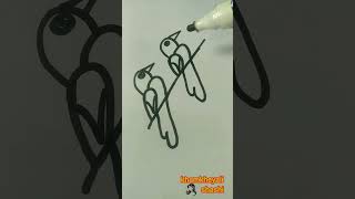 pair bird most easy art easy pen art [upl. by Frohman203]