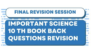 10 TH SCIENCE BOOK BACK QUESTIONS REVISION FOR PONDICHERRY LDC 2023 [upl. by Aianat]