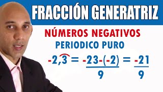 Fracción Generatriz de Número NEGATIVO PERIODICO PURO [upl. by Verdi]